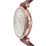 Buy Shop Emporio Armani Meccanico Automatic Silver Dial Burgundy Leather Strap Watch For Women - AR60044 USA Online