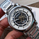 Buy Shop Emporio Armani Meccanico Automatic Silver Dial Silver Steel Strap Watch for Men - AR60006 USA Online
