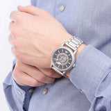 Buy Shop Emporio Armani Meccanico Automatic Skeleton Black Dial Silver Steel Strap Watch For Men - AR60021 USA Online