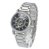 Buy Shop Emporio Armani Meccanico Automatic Skeleton Black Dial Silver Steel Strap Watch For Men - AR60021 USA Online
