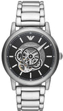 Buy Shop Emporio Armani Meccanico Automatic Skeleton Black Dial Silver Steel Strap Watch For Men - AR60021 USA Online