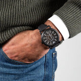 Buy Shop Emporio Armani Meccanico Automatic Skeleton Dial Black Leather Strap Watch For Men - AR60008 USA Online