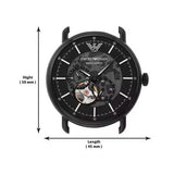 Buy Shop Emporio Armani Meccanico Automatic Skeleton Dial Black Leather Strap Watch For Men - AR60008 USA Online