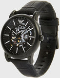 Buy Shop Emporio Armani Meccanico Automatic Skeleton Dial Black Leather Strap Watch For Men - AR60008 USA Online
