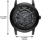 Buy Shop Emporio Armani Meccanico Automatic Skeleton Dial Black Leather Strap Watch For Men - AR60008 USA Online