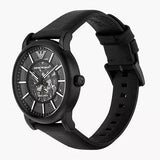 Buy Shop Emporio Armani Meccanico Automatic Skeleton Dial Black Leather Strap Watch For Men - AR60008 USA Online