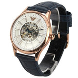 Buy Shop Emporio Armani Meccanico Automatic White Dial Blue Leather Strap Watch For Men - AR1947 USA Online