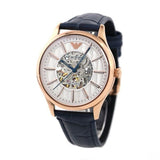 Buy Shop Emporio Armani Meccanico Automatic White Dial Blue Leather Strap Watch For Men - AR1947 USA Online