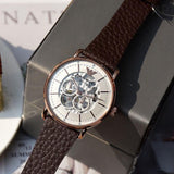 Buy Shop Emporio Armani Meccanico Automatic White Dial Brown Leather Strap Watch For Men - AR60027 USA Online