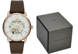Buy Shop Emporio Armani Meccanico Automatic White Dial Brown Leather Strap Watch For Men - AR60027 USA Online