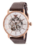 Buy Shop Emporio Armani Meccanico Automatic White Dial Brown Leather Strap Watch For Men - AR60027 USA Online