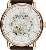 Buy Shop Emporio Armani Meccanico Automatic White Dial Brown Leather Strap Watch For Men - AR60027 USA Online