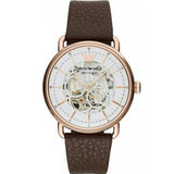 Buy Shop Emporio Armani Meccanico Automatic White Dial Brown Leather Strap Watch For Men - AR60027 USA Online
