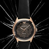 Buy Shop Emporio Armani Meccanico Black Dial Black Leather Watch For Men - AR60004 USA Online