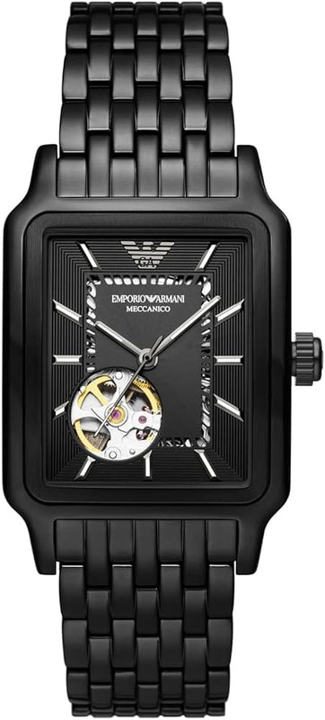 Buy Shop Emporio Armani Meccanico Black Dial Black Steel Strap Watch For Men - AR60058 USA Online