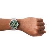 Buy Shop Emporio Armani Meccanico Chronograph Automatic Green Dial Silver Steel Strap Watch For Men - AR60053 USA Online