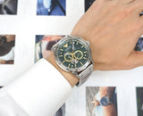 Buy Shop Emporio Armani Meccanico Chronograph Automatic Green Dial Silver Steel Strap Watch For Men - AR60053 USA Online