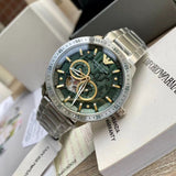 Buy Shop Emporio Armani Meccanico Chronograph Automatic Green Dial Silver Steel Strap Watch For Men - AR60053 USA Online
