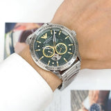 Buy Shop Emporio Armani Meccanico Chronograph Automatic Green Dial Silver Steel Strap Watch For Men - AR60053 USA Online