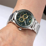 Buy Shop Emporio Armani Meccanico Chronograph Automatic Green Dial Silver Steel Strap Watch For Men - AR60053 USA Online