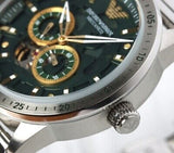 Buy Shop Emporio Armani Meccanico Chronograph Automatic Green Dial Silver Steel Strap Watch For Men - AR60053 USA Online