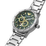 Buy Shop Emporio Armani Meccanico Chronograph Automatic Green Dial Silver Steel Strap Watch For Men - AR60053 USA Online