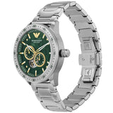 Buy Shop Emporio Armani Meccanico Chronograph Automatic Green Dial Silver Steel Strap Watch For Men - AR60053 USA Online