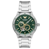 Buy Shop Emporio Armani Meccanico Chronograph Automatic Green Dial Silver Steel Strap Watch For Men - AR60053 USA Online