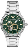 Buy Shop Emporio Armani Meccanico Chronograph Automatic Green Dial Silver Steel Strap Watch For Men - AR60053 USA Online