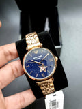 Buy Shop Emporio Armani Meccanico Crystals Black Dial Rose Gold Steel Strap Watch For Women - AR60043 USA Online
