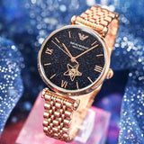 Buy Shop Emporio Armani Meccanico Crystals Black Dial Rose Gold Steel Strap Watch For Women - AR60043 USA Online