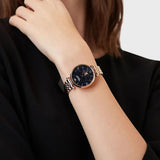 Buy Shop Emporio Armani Meccanico Crystals Black Dial Rose Gold Steel Strap Watch For Women - AR60043 USA Online