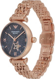Buy Shop Emporio Armani Meccanico Crystals Black Dial Rose Gold Steel Strap Watch For Women - AR60043 USA Online