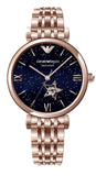 Buy Shop Emporio Armani Meccanico Crystals Black Dial Rose Gold Steel Strap Watch For Women - AR60043 USA Online