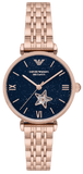 Buy Shop Emporio Armani Meccanico Crystals Black Dial Rose Gold Steel Strap Watch For Women - AR60043 USA Online