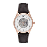 Buy Shop Emporio Armani Meccanico White Dial Brown Leather Strap Watch For Men - AR1920 USA Online