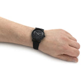 Buy Shop Emporio Armani Meccanico Quartz Black Dial Black Leather Strap Watch For Men - AR60032 USA Online