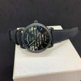 Buy Shop Emporio Armani Meccanico Quartz Black Dial Black Leather Strap Watch For Men - AR60032 USA Online
