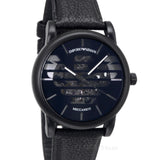 Buy Shop Emporio Armani Meccanico Quartz Black Dial Black Leather Strap Watch For Men - AR60032 USA Online
