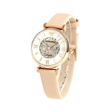 Buy Shop Emporio Armani Meccanico Silver Skeleton Dial Beige Leather Strap Watch For Women - AR60001 USA Online