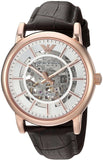 Buy Shop Emporio Armani Meccanico Silver Skeleton Dial Brown Leather Strap Watch For Men - AR1983 USA Online