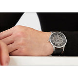 Buy Shop Emporio Armani Meccanico Skeleton Automatic Black Dial Black Leather Strap Watch for Men - AR60038 USA Online
