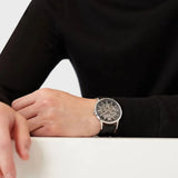 Buy Shop Emporio Armani Meccanico Skeleton Automatic Black Dial Black Leather Strap Watch for Men - AR60038 USA Online