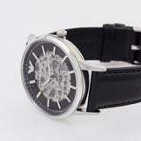 Buy Shop Emporio Armani Meccanico Skeleton Automatic Black Dial Black Leather Strap Watch for Men - AR60038 USA Online