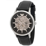 Buy Shop Emporio Armani Meccanico Skeleton Automatic Black Dial Black Leather Strap Watch for Men - AR60038 USA Online