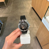 Buy Shop Emporio Armani Meccanico Skeleton Black Dial Black Leather Strap Watch For Men - AR60026 USA Online
