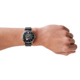 Buy Shop Emporio Armani Meccanico Skeleton Black Dial Black Leather Strap Watch For Men - AR60026 USA Online
