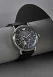 Buy Shop Emporio Armani Meccanico Skeleton Black Dial Black Leather Strap Watch For Men - AR60026 USA Online