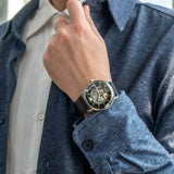 Buy Shop Emporio Armani Meccanico Skeleton Black Dial Black Leather Strap Watch For Men - AR60026 USA Online