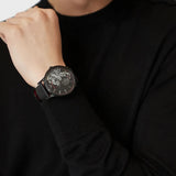 Buy Shop Emporio Armani Meccanico Skeleton Black Dial Black Leather Strap Watch For Men - AR60046 USA Online